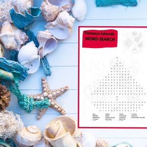 Famous Islands Word Search. Word Search Game. Word Game. Travel Party Game. Printable. Instant Digital Download