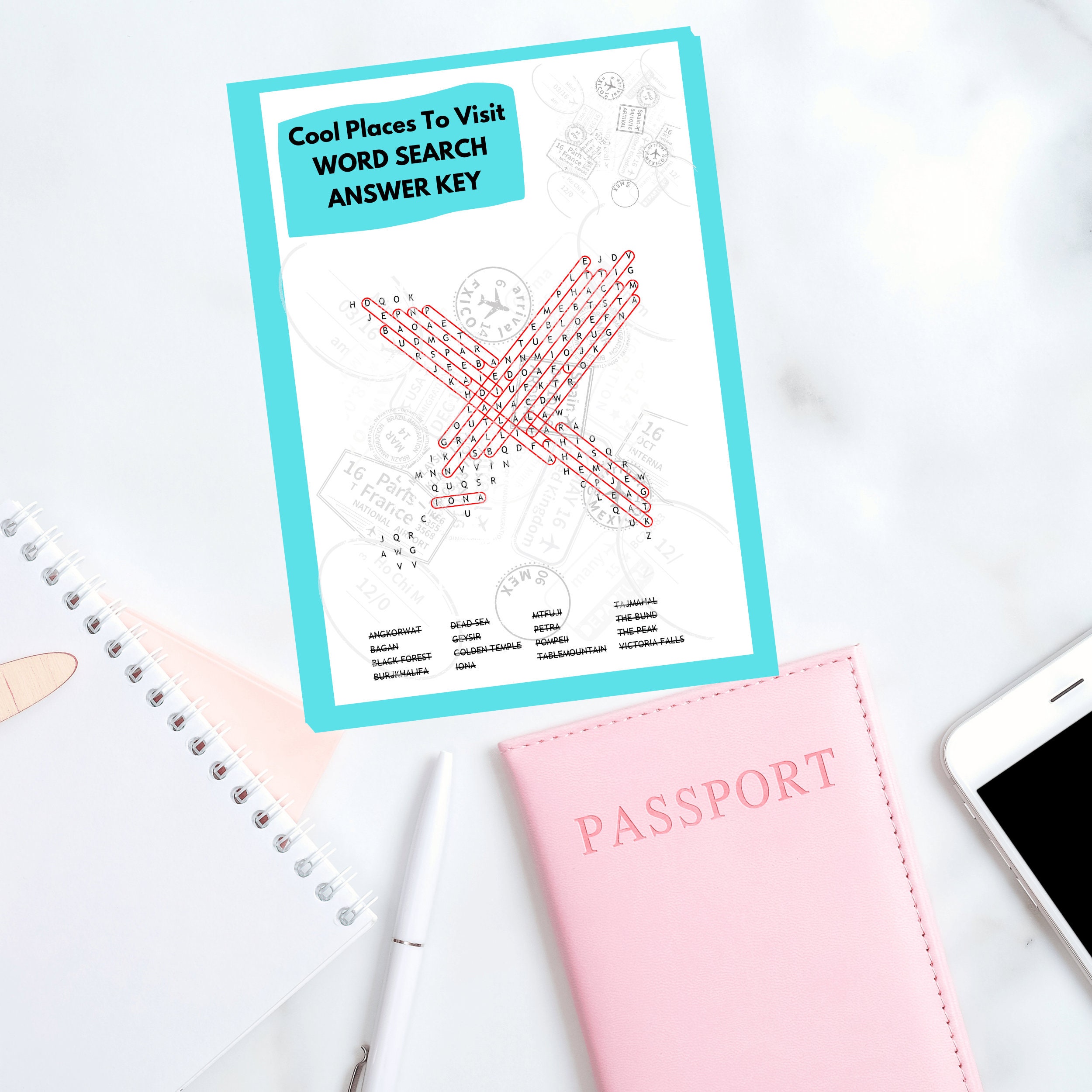 Travel Places to Visit Game Download Word Find Game Etsy