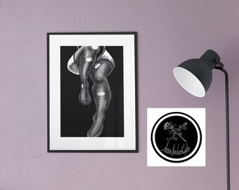 Ripped Fishnets Art Print 9x11 or 11x14 Inches