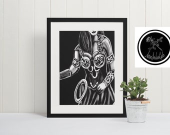 Xena Art Print 9x11 or 11x14 Inches