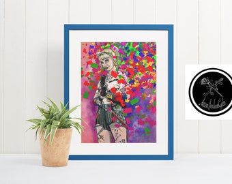 Harley Quinn Art Print 9x11 or 11x14 inches