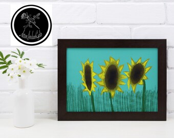 Sunflowers Art Print 11x9 or 14x11 Inches