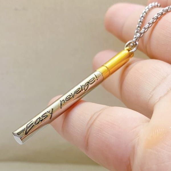 Fanmade chain saw anime manga inspired "Easy revenge!" Cigarette Necklace Handmade, Anime Easy revenge Necklace Jewelry