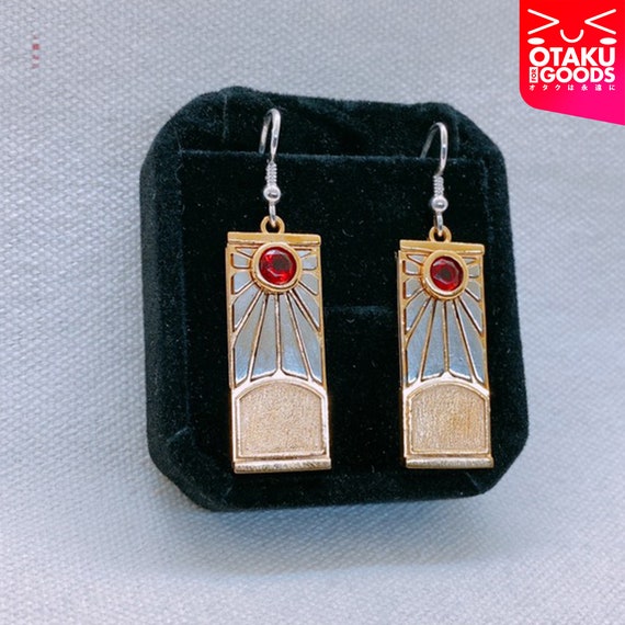Hanafuda rising Sun Earrings Handmade Sterling Gold silver