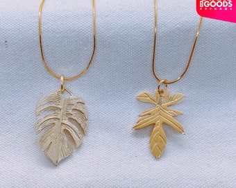 Sterling Silver Monstera Florida Beauty Leaf Necklace,Monstera Foliage, Gold Filled Pendant, Rose Gold, Gold Dainty Necklace, Tropical