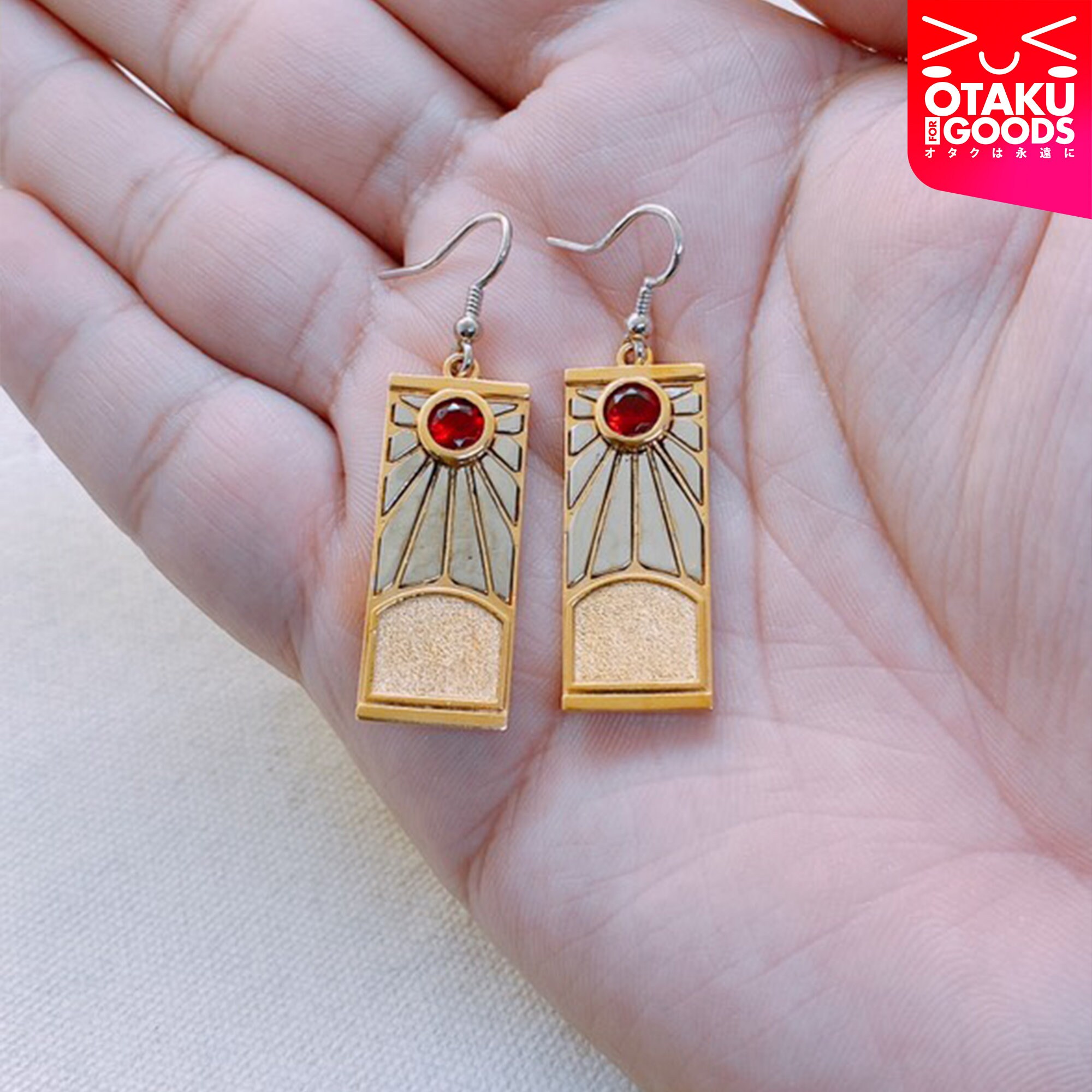 Hanafuda rising Sun Earrings Handmade Sterling Gold silver