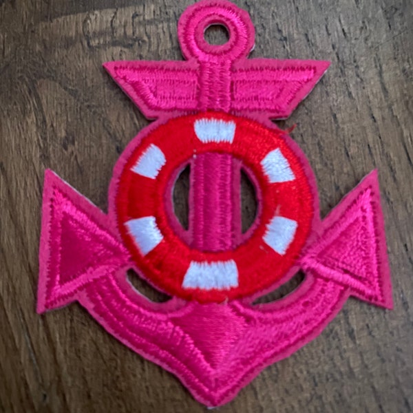 Retro anchor with lifebouy woven patch badge