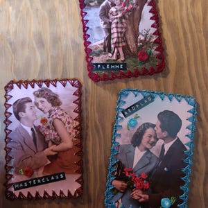 cartes postales de couple brodée, cartes ironique, cadeau de mariage, cartes st Valentin