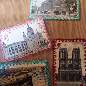 old embroidered postcards of Paris
