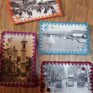 old embroidered postcards of Nice