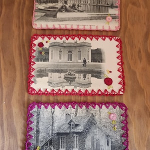 old embroidered postcards, Versailles postcards, vintage postcards