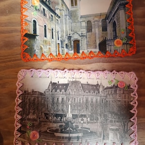 cartes postales anciennes de Valence brodées, cartes anciennes Drôme