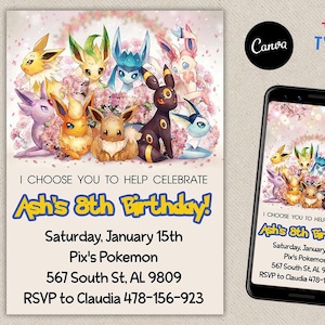 Invitación de cumpleaños para fiesta, archivo digital, descarga instantánea, plantilla Corjl imprimible, tarjeta de agradecimiento, invitación para niño y niña, gracias personalizada