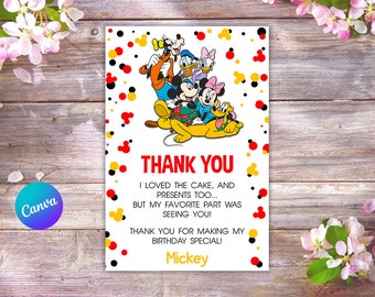Mickey Mouse Clubhouse Thank You Card Chalkboard Pink Mickey Mouse ...
