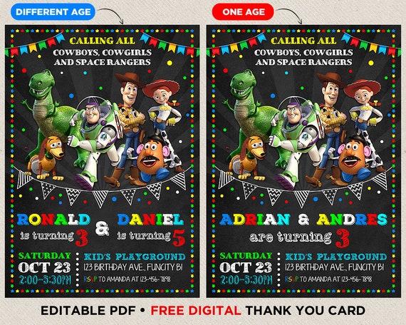 Toy Story Birthday Invitation 2 Toy Story • Birthday Invitation