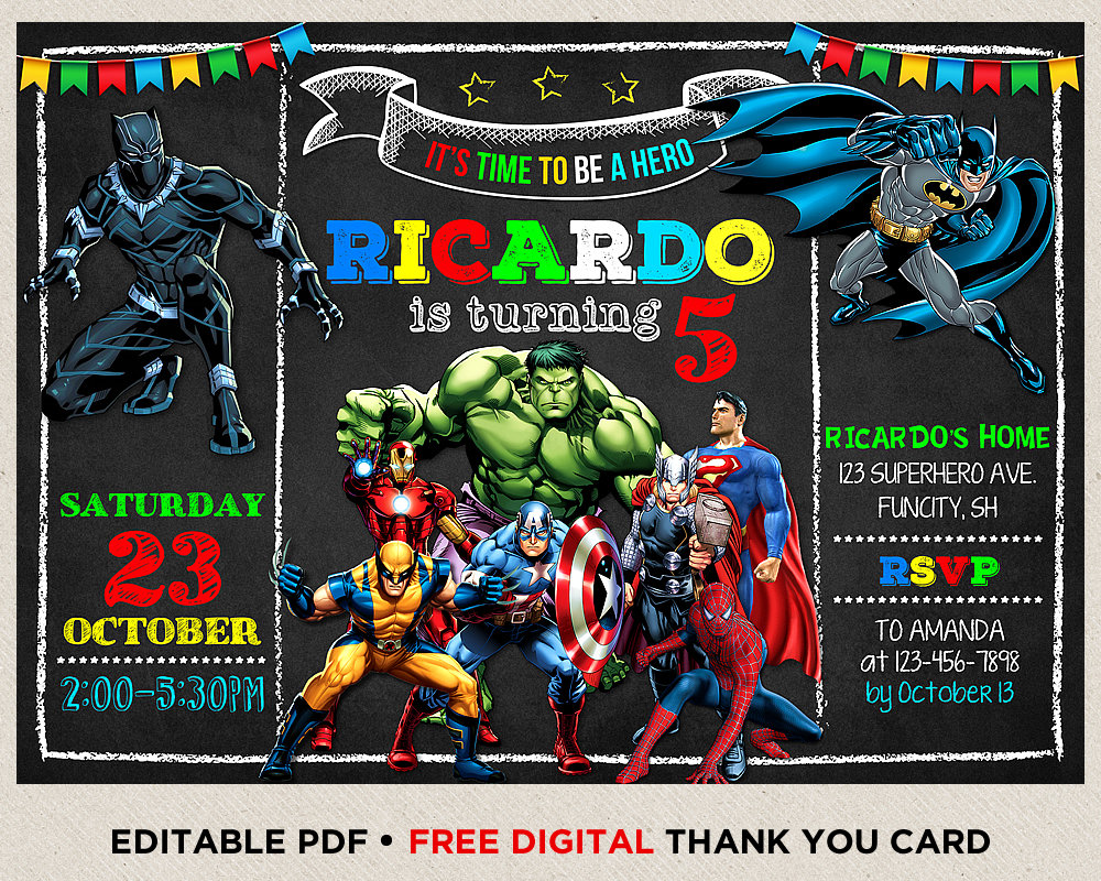 Superhero Invitation Instant Download - Etsy