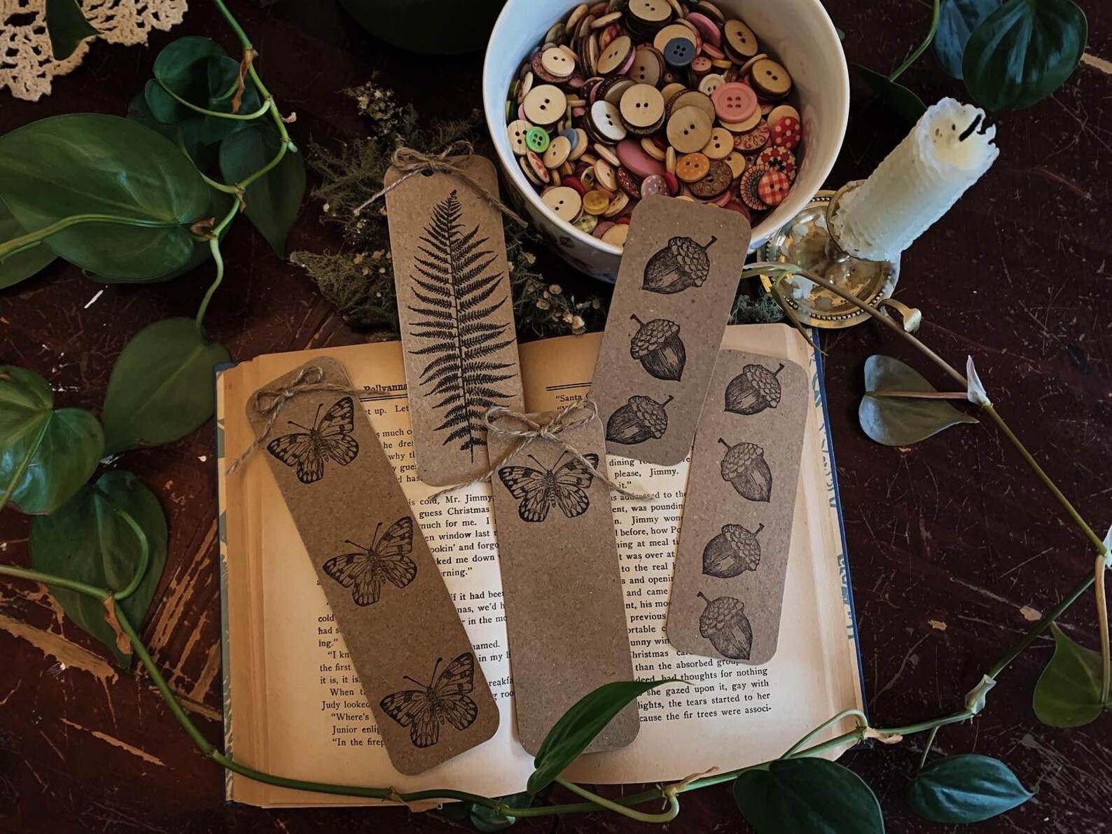 Handmade nature bookmark set of 5 Etsy