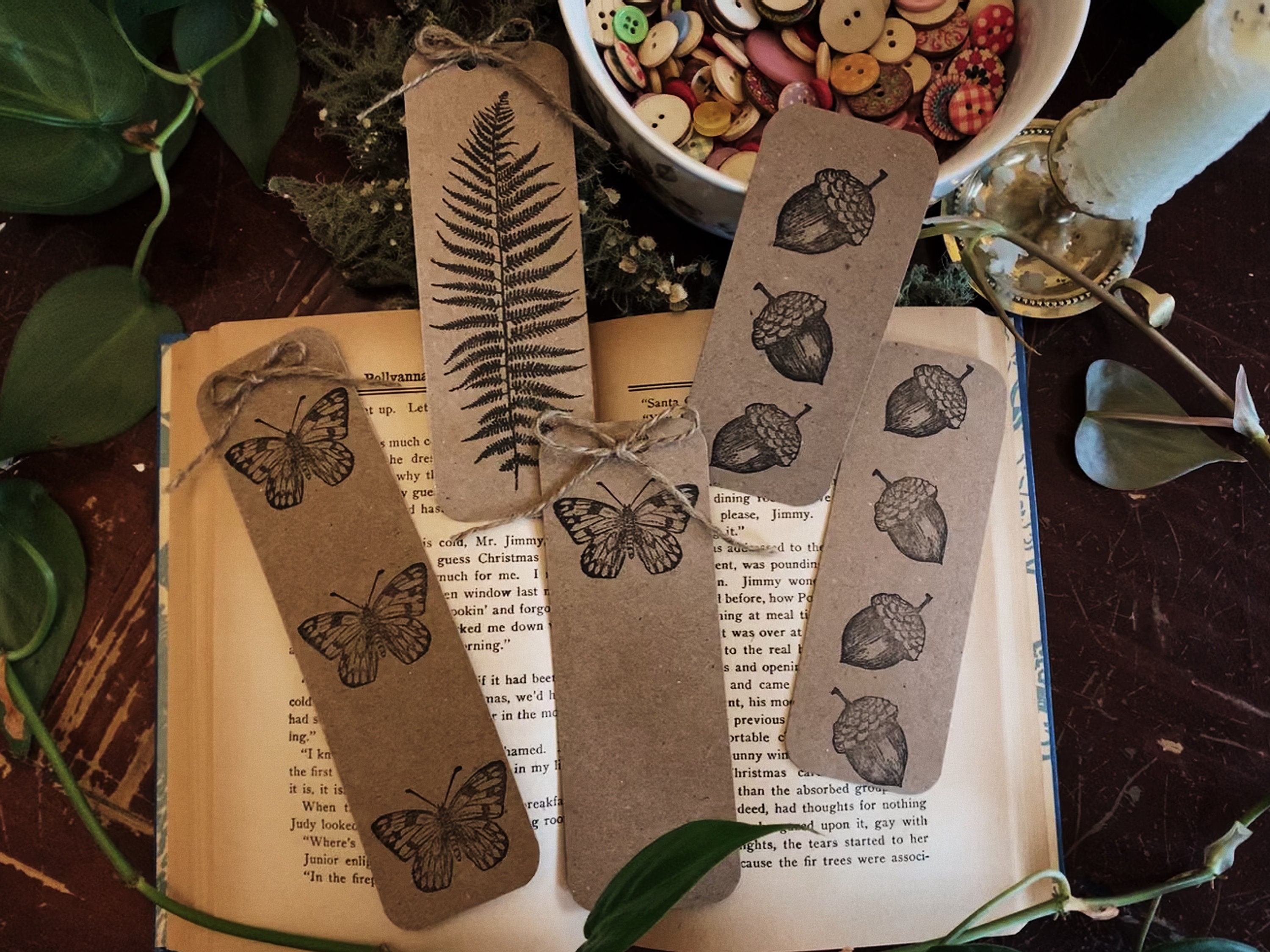 Handmade nature bookmark set of 5 Etsy