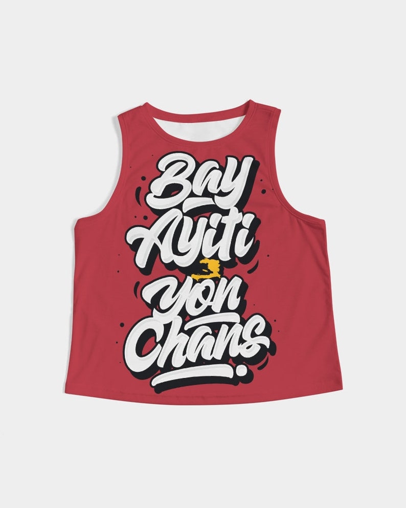 Women/'s Cropped Tank Bay Ayiti Yon Chans