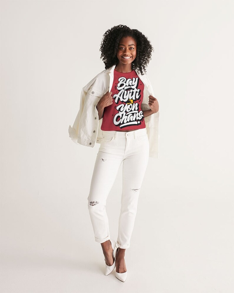 Women/'s Cropped Tank Bay Ayiti Yon Chans