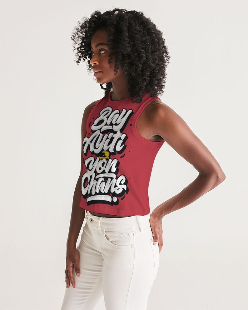 Women/'s Cropped Tank Bay Ayiti Yon Chans