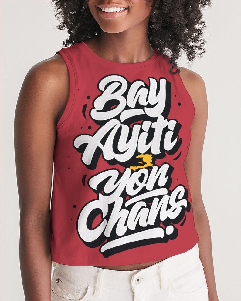 Women/'s Cropped Tank Bay Ayiti Yon Chans