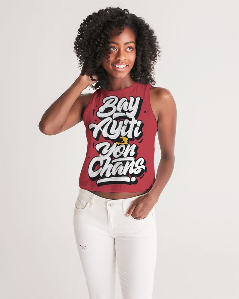 Women/'s Cropped Tank Bay Ayiti Yon Chans