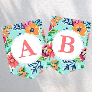 Modèle modifiable de bannière florale pour la douche nuptiale | Lettres imprimables pour bébé semeur | Mariage d'anniversaire Wilflower | TÉLÉCHARGEMENT PDF IMMÉDIAT