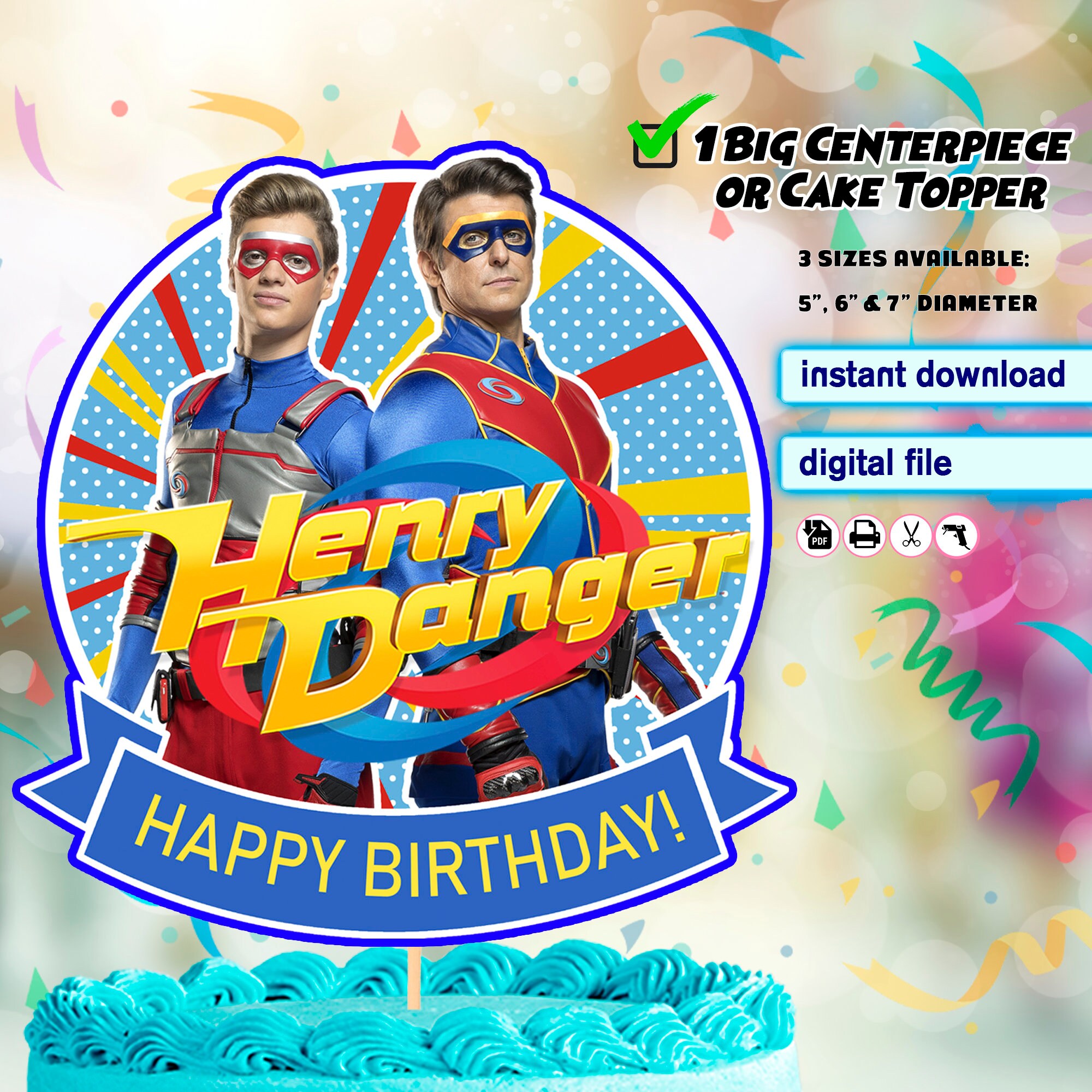 Printable Henry Danger Cake Topper Birthday Centerpiece Etsy