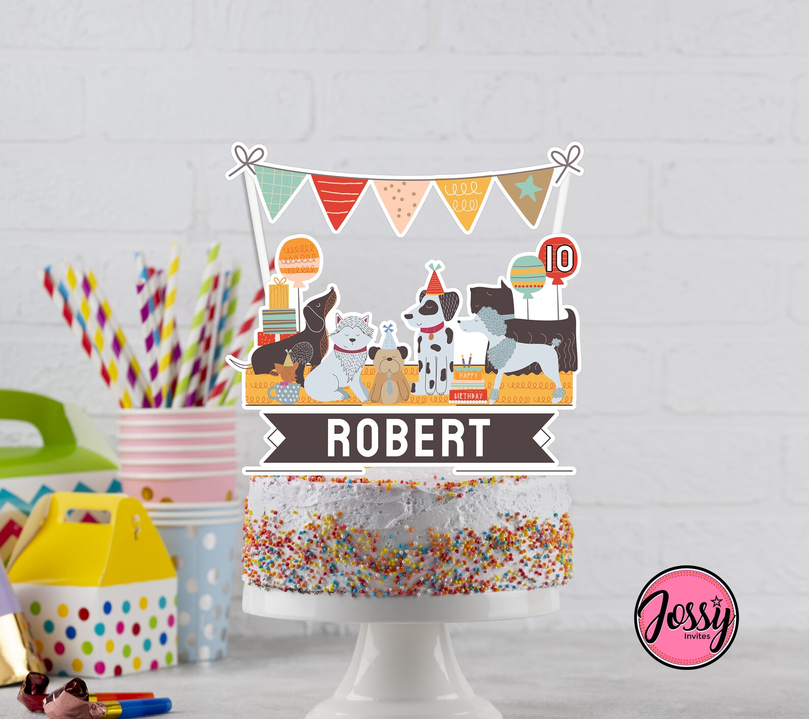 Dog Cupcake Toppers Puppy Printable Centerpiece Editable | Etsy