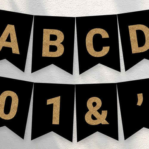 gold banner printable letter banner decorations party etsy