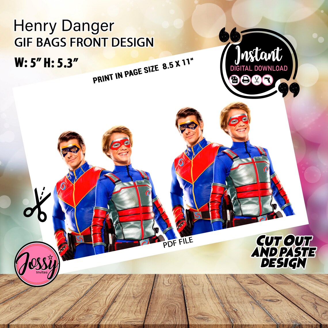 Printable Henry Danger Party Bag Fronts Henry Danger Favor Etsy