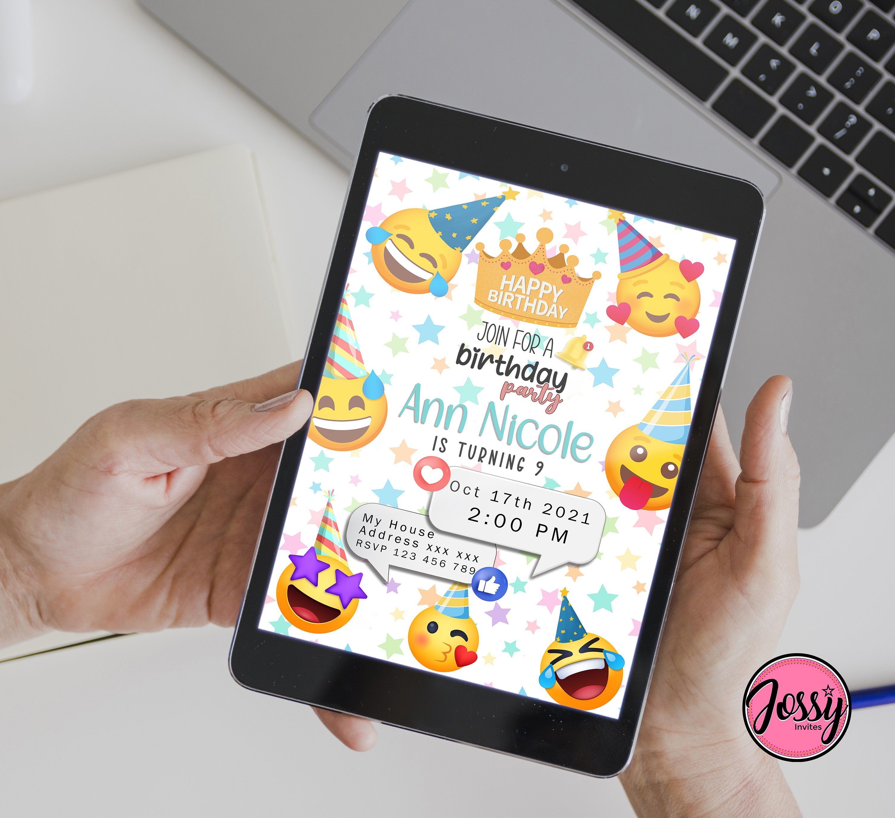 Emoji Birthday Invitations Emoji Party Invitation Girls - Etsy