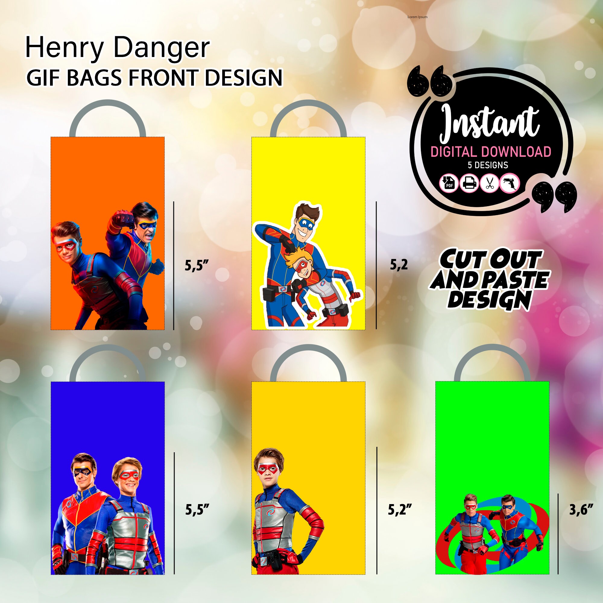 Printable Henry Danger Party Bag Fronts Henry Danger Favor Etsy