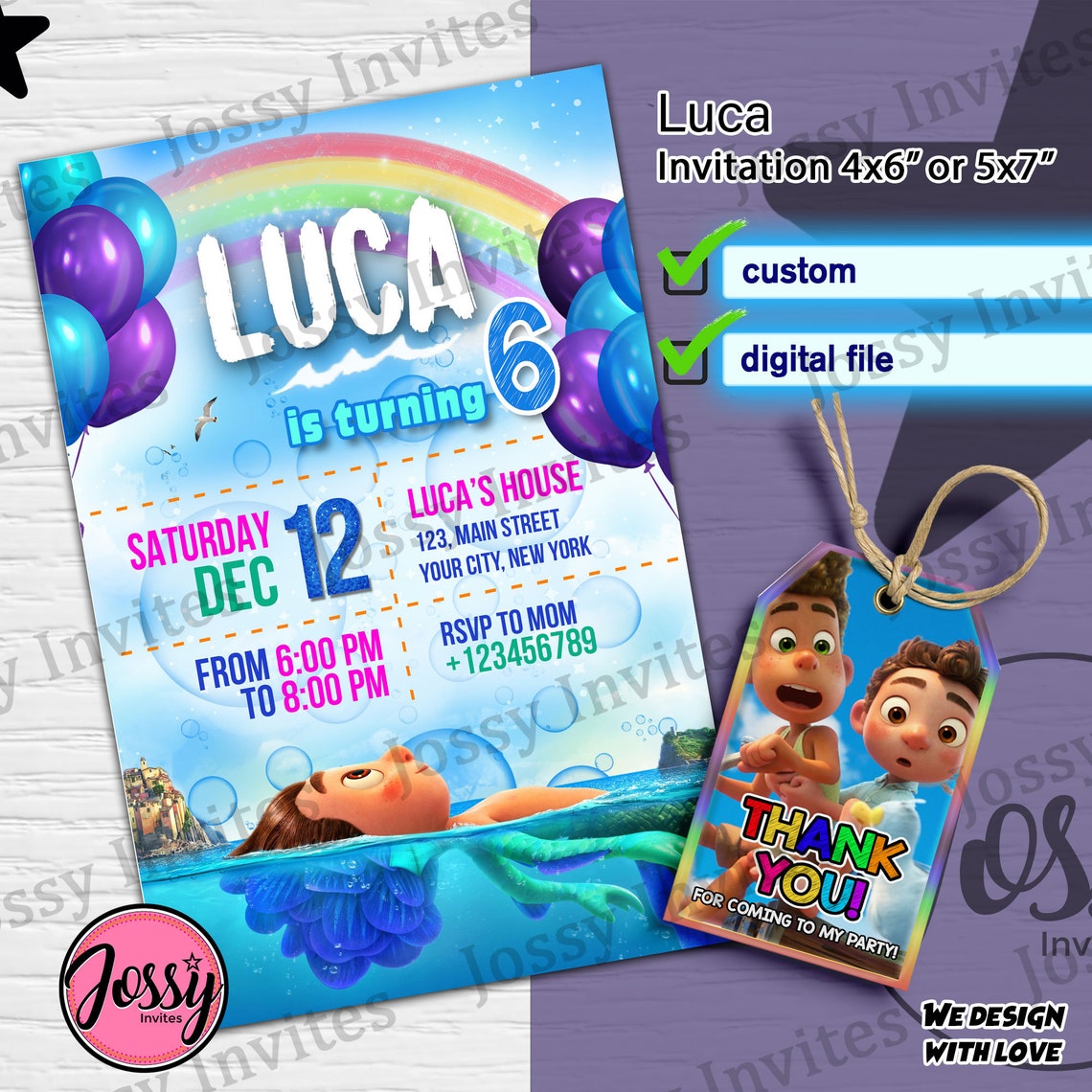 Luca Invitation Luca Birthday Luca Disney Invitation Luca
