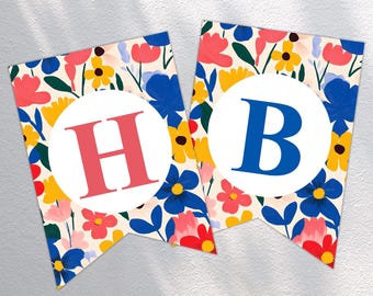 de Bannière florale, Floraison estivale | PDF modifiable pour la douche nuptiale, téléchargement immédiat