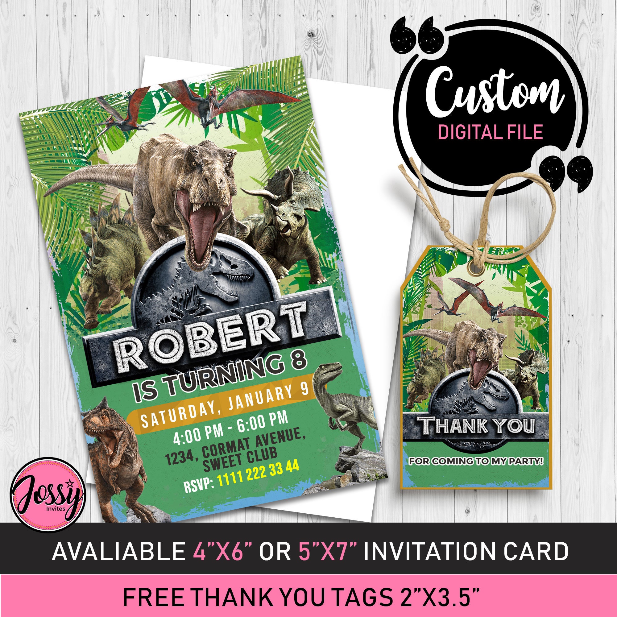 Jurassic Park Invitation Jurassic World Invitation Birthday | Etsy