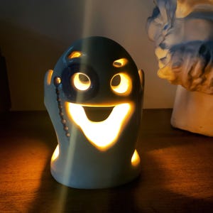 Świecznik na Halloween, ręcznie robiona ceramiczna żarówka, wystrój domu, wyjątkowy prezent urodzinowy