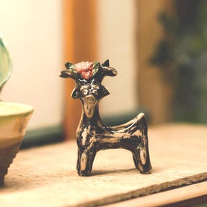 Ceramic Goat Figurine with a Grape Wreath, Collectible Goat Unique Gift for the Home, Ukrainian Folk Art Pottery