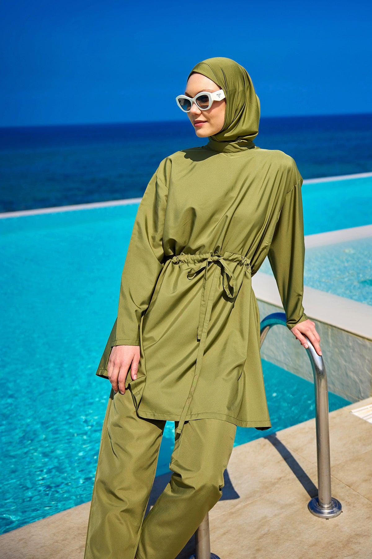 イスラム教徒水着ブルキニ女性水着 フルカバー水着3ピースイスラム教徒フルボディブルキニ水着スイミング