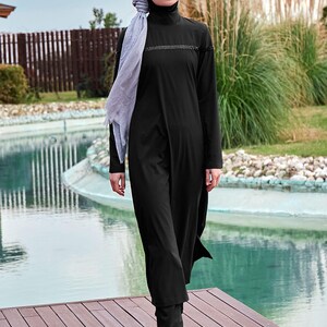 Lycra Black Burkini Modest Swimwear M2469