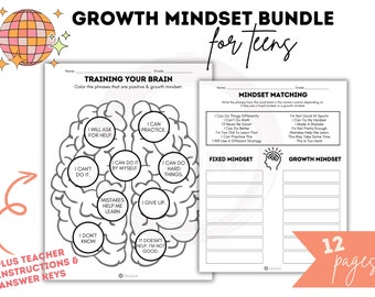 Growth Mindset Bundle. Thought Provoking Activities.  Middle School. High School. Junior High. 5th - 12th Grade. School Counselor.