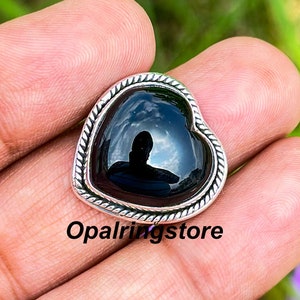 Onyx Heart Ring - Etsy