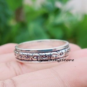 Handmade Sterling Silver Spinner Ring: Meditation Band, Thumb Ring
