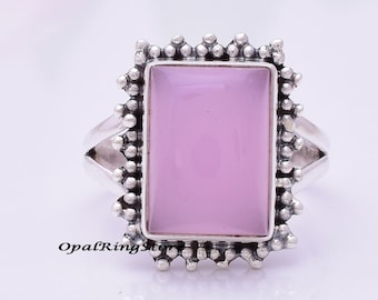 Handmade Rose Quartz 925 Sterling Silver Ring