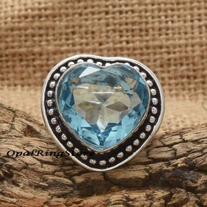 Blautopas Ring, 925 Sterling Silber Ring, Silber Blautopas Ring, Edelstein Ring, handgemachte Silberring, Ringe für Frauen, täglichen tragen Ring