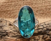 Blue Tourmaline Ring, 925 Sterling Silver Ring, Tourmaline Ring, Blue Stone Ring, October Birthstone Ring, Blue Tourmaline Ring,Gift For Her