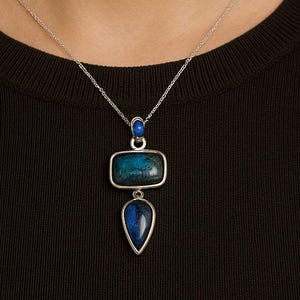 Labradorite Pendant - 925 Sterling Silver Gemstone Necklace - Handmade Labradorite Jewelry - Gift for Her