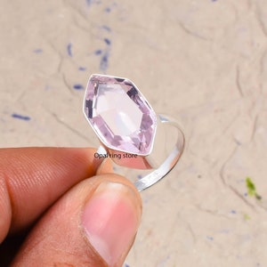 Handgemachter Pink Kunzit Ring: 925 Sterling Silber Boho Schmuck