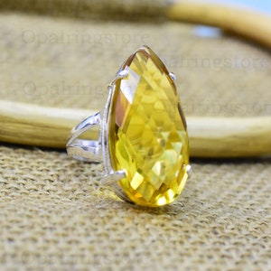 Handmade Citrine Topaz Ring: 925 Sterling Silver Gemstone Band